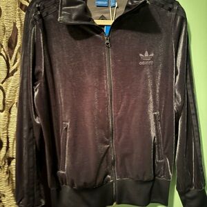Adidas Originals Velvet Black Bomber Jacket M Velour Jeremy Scott Style NWT